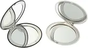 FRCOLOR 2pcs Double Mirror Handbag Mirror Small Magnifying Mirror Purse Mirror Compact Makeup Mirror Portable Round Mirror Desktop Makeup Clamshell Aluminum Alloy Dressing Table Pocket