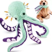Plush Octopus Dog Toy Squeaky Interactive Chew Toy for Large & Small Dogs
