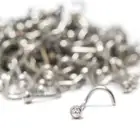 Wholesale 300PCS 18G Nose Rings Stud Screw Surgical Steel Clear CZ Crystal Jewel