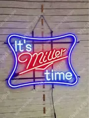 Vivid LED Miller Lite Beer It's Miller Time 24"x20" Neon Sign Lamp With Dimmer