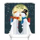 Snowmen Giving Gifts 3D Shower Curtain Polyester Bathroom Decor Waterproof