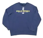 Polo Sport Ralph Lauren Men's Blue Logo Graphic Fleece Pullover Sweatshirt