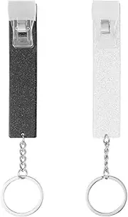 [Xinjoduz] 2 PCS Credit Card Grabber for Long Nails, Cute Credit Card Puller Long Nail Clip Keychain, Portable Acrylic Atm Card Holder Keychain Debit Bank Card Grabber for Women Men (Silver, Black),