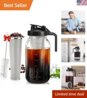 64 oz Cold Brew Coffee Maker with Stainless Steel Filter - Airtight & Leakproof