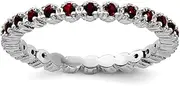 [JewelryWeb] 925 Sterling Silver Polished Prong set Patterned Stackable Garnet Ring-Stackable-Ring for Women