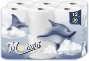 Moonari Toilet Paper Toilet Tissue 3-Ply Bath Tissue, 12 Mega Rolls Paper Towels