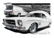 HOLDEN SANDMAN HQ PANEL VAN HERON WHITE A3 FRAMED PRINT (HC403)