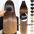 24" Invisible Skin Weft Tape In Remy Human Hair Extensions Blonde White Straight