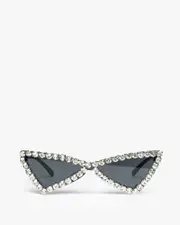 Black Cat-Eye Fierce Crystal Sunglasses