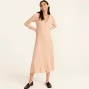 NEW J. Crew Women's Ribbed Button-Front Knit Midi Dress in Luxury Camel BA960