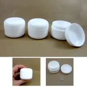 Set of 3 White 17 Oz Plastic Cosmetic Double Wall Cream Empty Dome Jars with Con