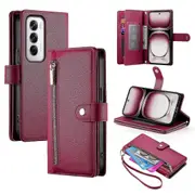 For Oppo Reno12 5G (Global) Case Zipper Pocket Wallet Leather Phone Cover with Straps s20241212231