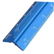 Engineer Scale Ruler 12 Inch, Aluminum Laser-Etched Triangular Imperial Blue