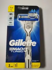 Gillette Mach3 turbo razor handle with 2 cartridges