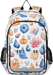 [WOIWB] Backpack Lightweight Daypack-Sea Shells Outdoor Travel Daily, Travel Backpack for Women Men 12.9x5.1x17.7 inch, Multicolor, 12.9x5.1x17.7 inch