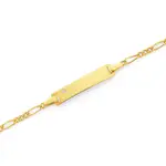 9ct Gold 16cm Hollow Figaro Diamond-set I.d. Bracelet