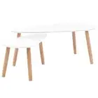 2pcs Set Nesting Coffee Tables Sofa Lounge Side Lamp Storage Pine Wood White