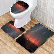 HDVCRNBAVW Simplicity Toilet Seat Cover 3Pcs Set Carpet Modern Decoration Bathroom Entrance Water Absorption Anti-Slip Printing Pattern Rug Toilet seat Cover(UUJJIK0630-24)