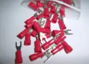 25 Wire Spade Fork Connector Red Vinyl Terminal #6 Car Audio Speaker Amp New