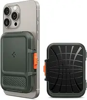 SPIGEN Lock Fit MagFit for iPhone 16 15 14 13 12 Pro Max Plus Mini MagSafe Case Card Holder, Built-in Magnetic Ring, Fabric Coating Anti Slip 3 Cards Phone Wallet - Military Green