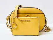 MICHAEL KORS JET SET GLAM SMALL OVAL CROSSBODY BAG + COIN WALLET YELLOW DAFFODIL
