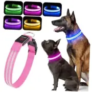 Light Up Dog Collar - Rechargeable LED Dog Collar Glow in The Dark Medium Pink