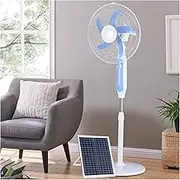 Oscillating Pedestal Fan with Solar Panel, Standing Fan, 3 Speeds, 90°Oscillation,Adjustable Height, 16 Inch, Rechargeable USB Pedestal Fan, for Bedroom Office Camp Travel