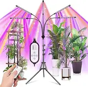 Grow Lights for Indoor Plants,5 Heads Red Blue White Full Spectrum Plant Light with 15-60" Adjustable Tripod Stand, Indoor Grow Lamp with Remote Control and Auto On/Off Timer Function