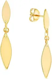 [JewelryWeb] 14k Yellow Gold Small Dangle Marque Shaped Earrings-Dangle Earring for Women