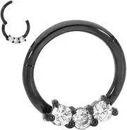 [365 Sleepers] 16G Surgical Steel 8mm 10mm Gem Hinged Segment Nose Lip Ring Helix Tragus Septum Sleeper Hoop Earring Body Piercing Jewelry