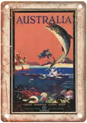 Vintage Australia Great Barrier Coral Reef Travel Poster Retro Look Sign T850