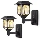 Solar Fence Lights, 2 Pack Solar Lights Outdoor Waterproof Lantern Warm White...