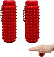 [dulelezhonglele] 2Pcs Spiky Grippie Stim Keychain, Venting Key Pendant, Hard Spiky Massage Keychain, Pocket Fidget Stim Toy for Friends, Mini Roller Massage Keychain for Stress Reduction and Focus (red)