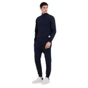 Replay Mens Zip Fleece High Neck Sweatshirt w/ Print Blue