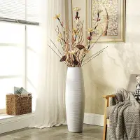在飛比找Yahoo!奇摩拍賣優惠-景德鎮白色陶瓷落地大花瓶大號插花客廳現代簡約裝飾大擺件歐式_