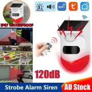 WiFi Solar Strobe Alarm Light Wireless Motion Sensor Siren Remote Control 120dB
