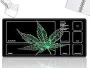 GFRGTFHYT Playmat for MTG Cards Game Mat with Stitched Field Rules Zones Play Mat Desk Mats Size 24 x 14 inch Mouse Pad Mousepad for MTG Card Game Playing for Beginner, Marijuana Leaf