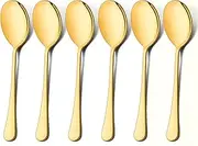 LIANYU Gold Serving Spoons Set of 6, 9.8 Inch Stainless Steel Large Dinner Buffet Catering Banquet Serving Spoons, Mirror Finish, Dishwasher Safe