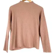 Eileen Fisher NWT Italian Cashmere Funnel Neck Top Size XXS Terra Cotta Boxy