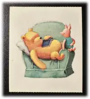 Vintage Classic Pooh Piglet Library Couch Books Stickers ONE Single Sticker