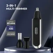 3-in-1 Nose Hair Eyebrow Ear Sideburn Trimmer USB Rechargeable for Men Women