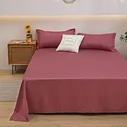 1 pc Bed Flat Sheet for Double Bed Plain Solid Color Top Sheets Single/Queen/King Flat Bedsheets Soft Home Bed Linen Sheets,Dark Bean Paste,120x230cm