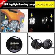 2x 4.5 Inch Black LED Spot Fog Passing Light Lamp For Harley Davidson Road King