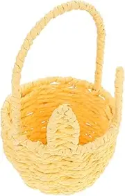Cute Rabbit Ear Basket Handmade Paper Rope Small Handle Storage Bunny Ears Flower Basket Hand Woven Home Decor Accessory