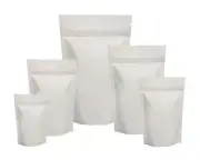 WHITE MATT STAND UP POUCHES ZIP LOCK FOOD BAGS MYLAR ZIPPER DOY BAGS (100 QTY)