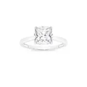 Silver 8mm Cushion Cz Solitaire Ring in Clear