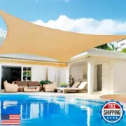Lehood Sun Shade Sail, 12'x 16' Rectangle Canopy Sail UV Block Sun Shade for