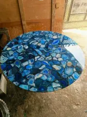 30" Blue Agate Round Coffee Table Top Stunning agate Custom Sofa table for Home