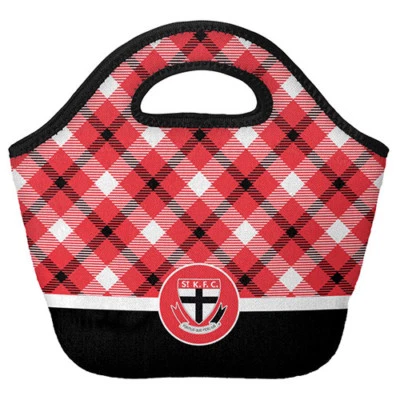 St Kilda Saints AFL Tartan Printed Neoprene Carry Lunch Box Cooler Bag New