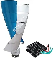 HUIZHITENGDA Blue Spiral Vertical Wind Turbine, 3000W 12V 24V 48V 220V Low Noise Vertical Wind Turbine Generator with MPPT Controller Suitable for Use with Solar Panels